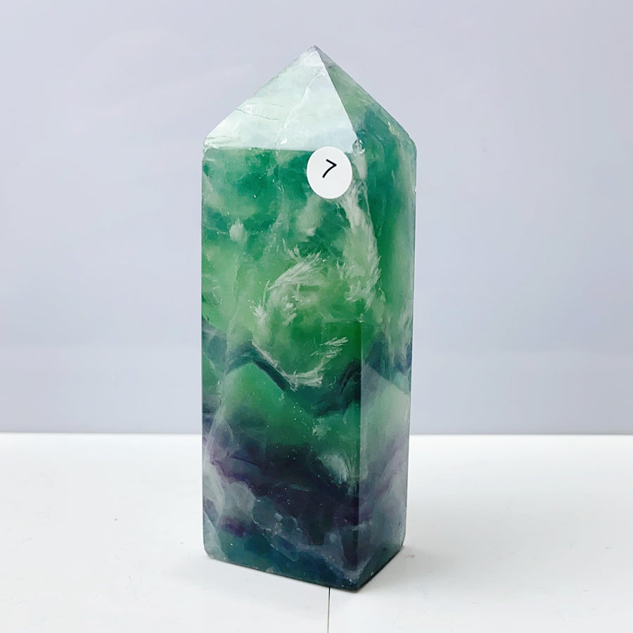 Snowflake Feather Fluorite Crystal Tower