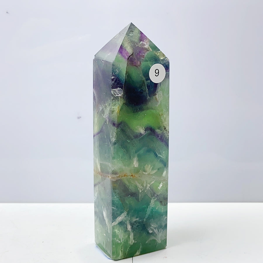 Snowflake Feather Fluorite Crystal Tower