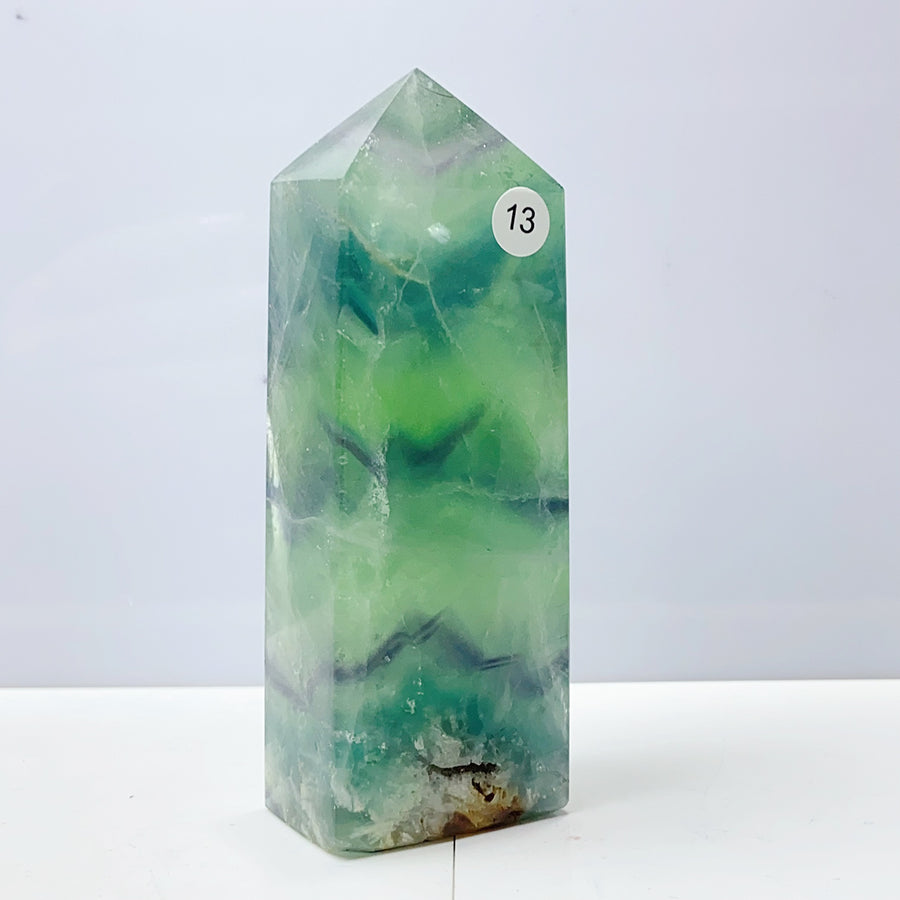 Snowflake Feather Fluorite Crystal Tower