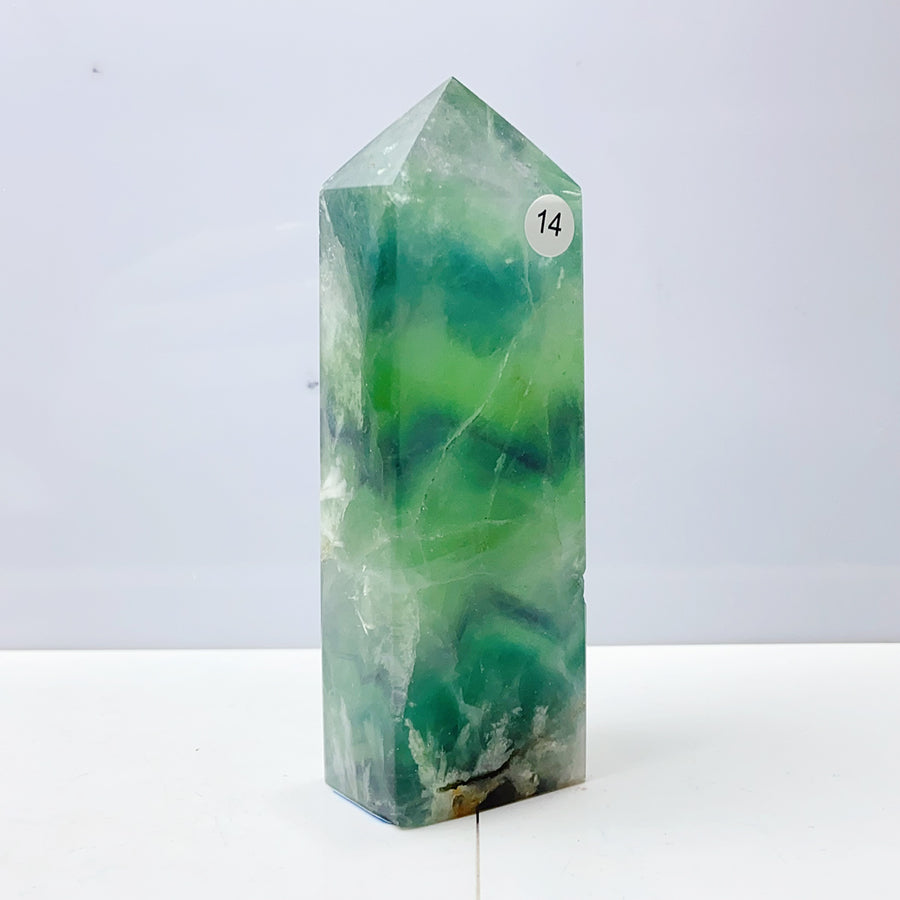 Snowflake Feather Fluorite Crystal Tower