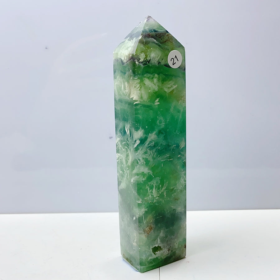Snowflake Feather Fluorite Crystal Tower