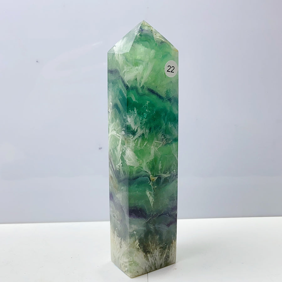 Snowflake Feather Fluorite Crystal Tower