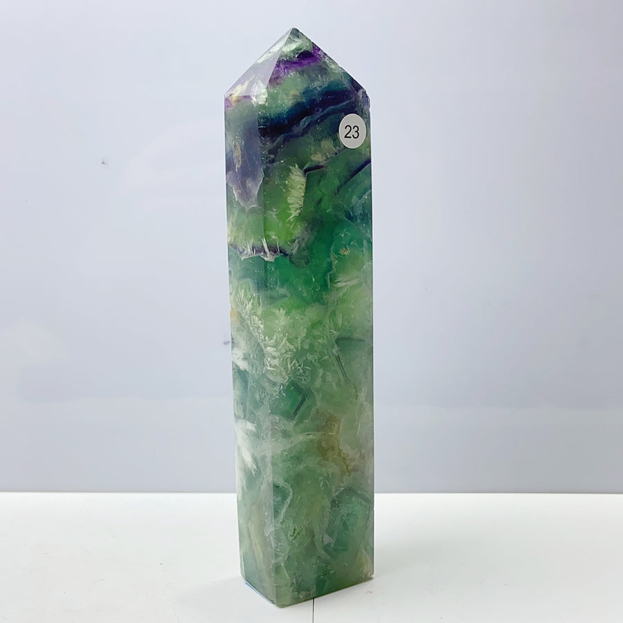 Snowflake Feather Fluorite Crystal Tower