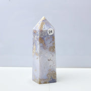Blue Flower Agate Crystal Tower