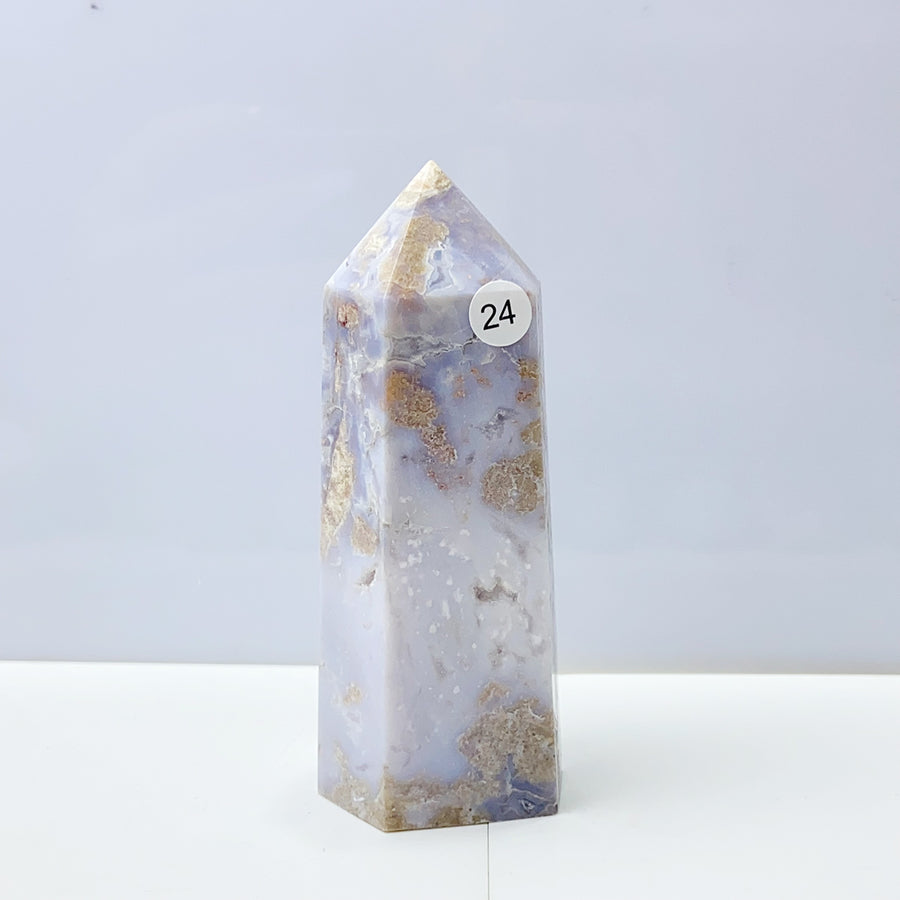 Blue Flower Agate Crystal Tower