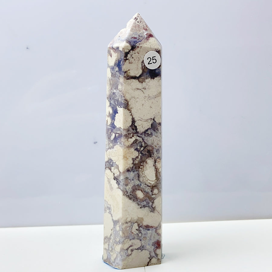 Blue Flower Agate Crystal Tower
