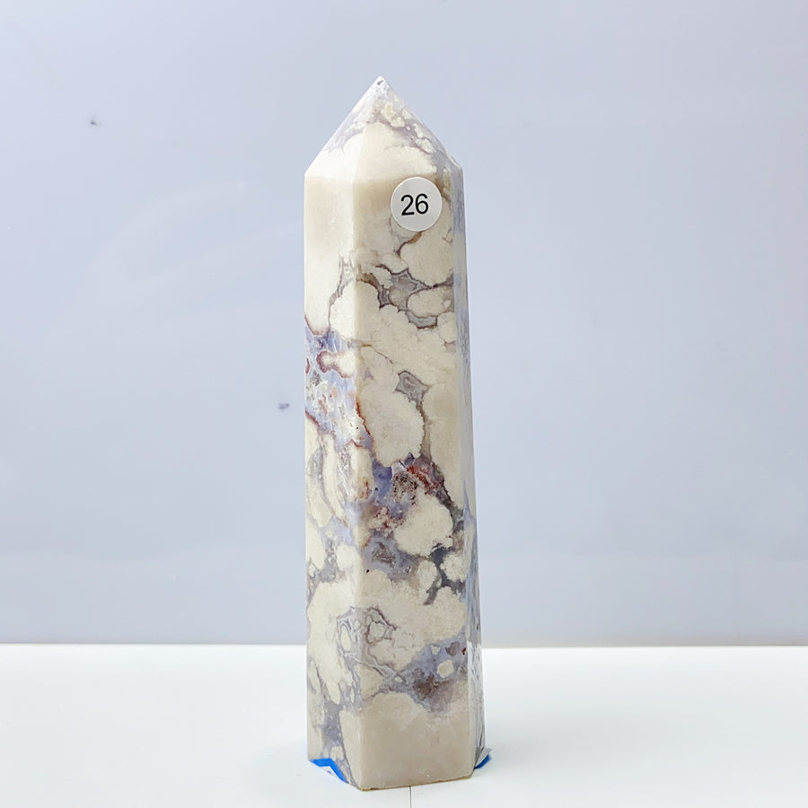 Blue Flower Agate Crystal Tower