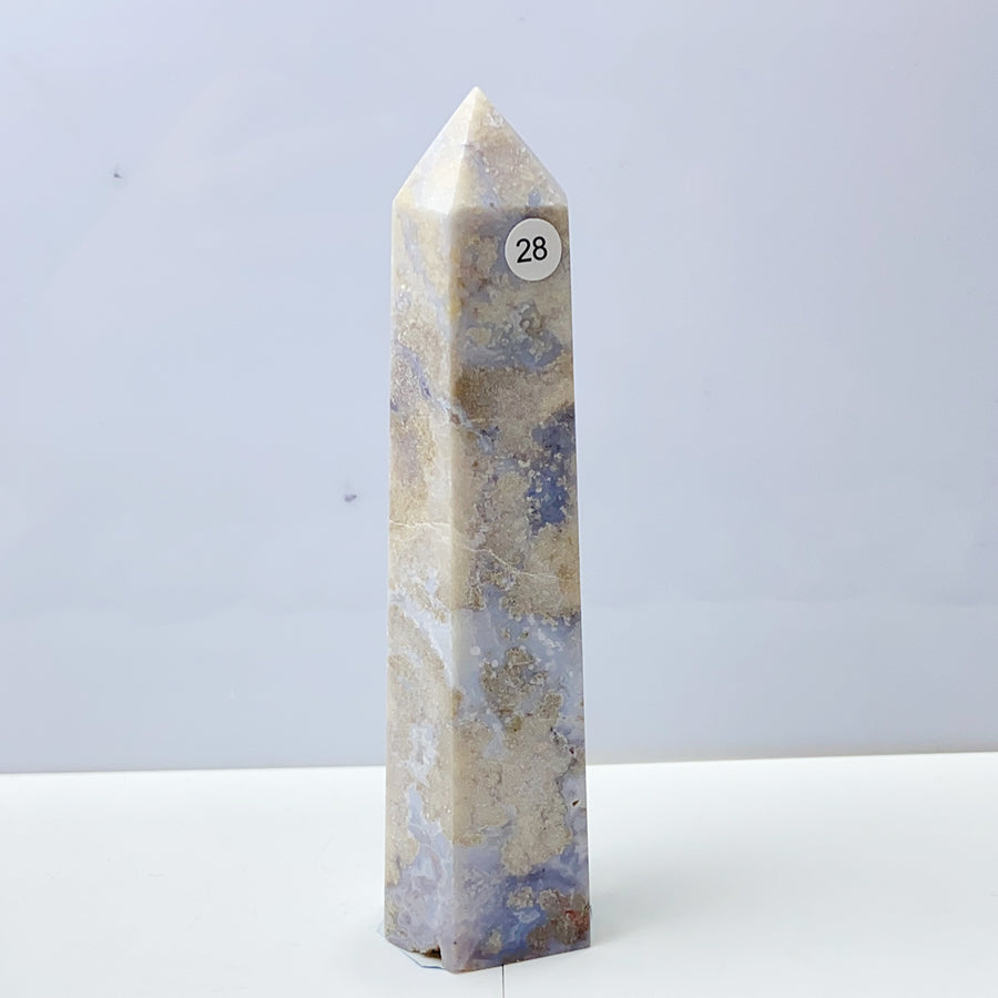 Blue Flower Agate Crystal Tower