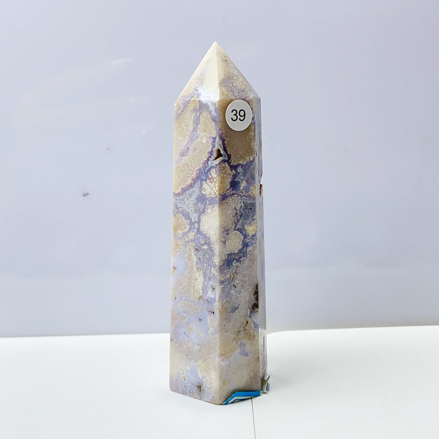 Blue Flower Agate Crystal Tower