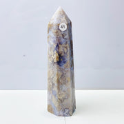 Blue Flower Agate Crystal Tower