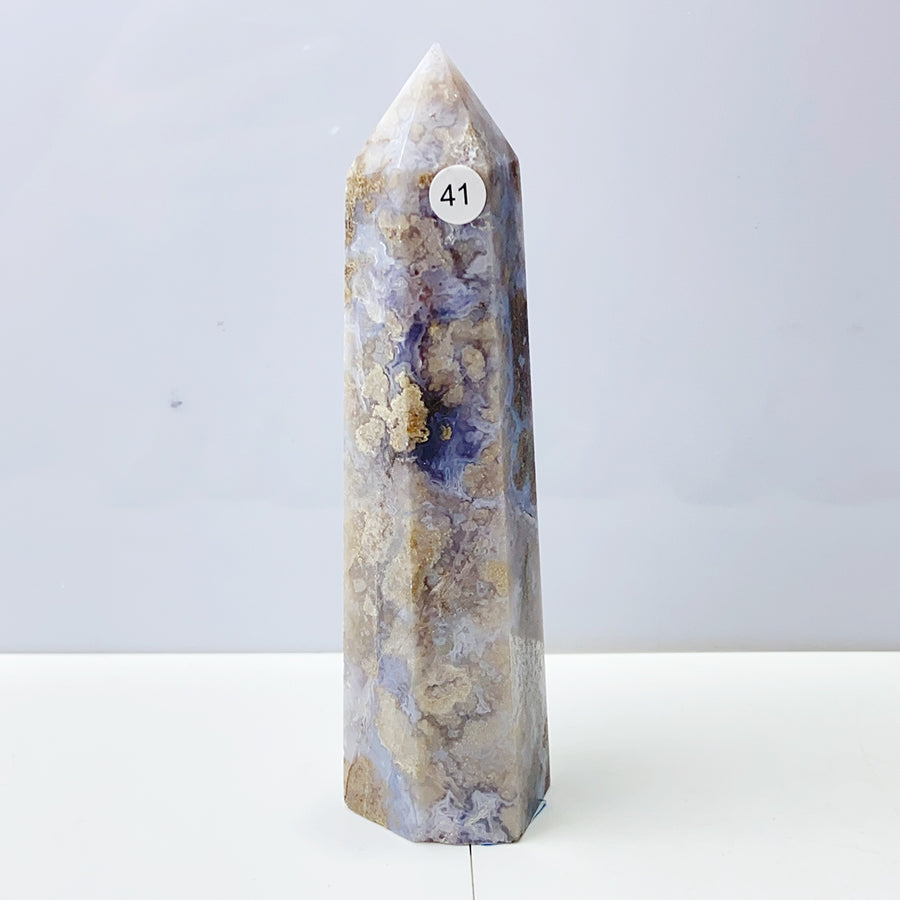 Blue Flower Agate Crystal Tower