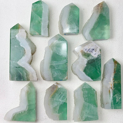 Green Fluorite Cluster Tower Crystal Healing Quartz Energy Reiki Stone Home Decoration