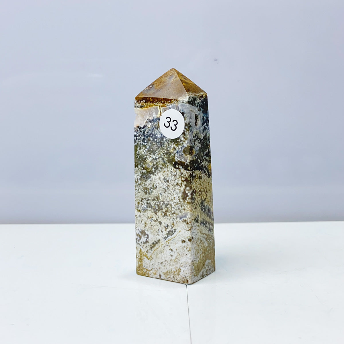 Ocean Jasper Tower Crystal Energy Stone Ornament Reiki Healing Garden Decorations