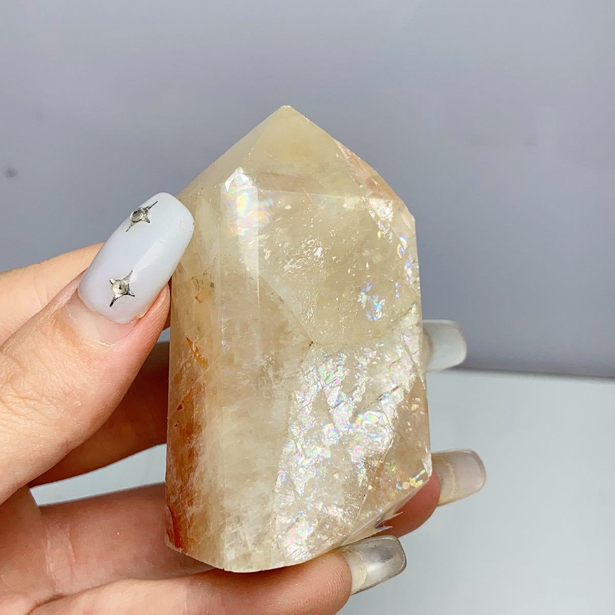 Honey Calcite With Fire Quartz Tower Ore Obelisk Mineral Healing Energy Home Decoration