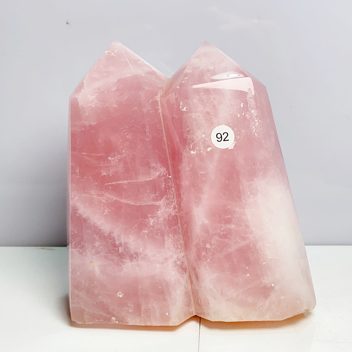 Rose Quartz Double Tower Pink Gemstones Mineral Energy Reiki Home Decorations