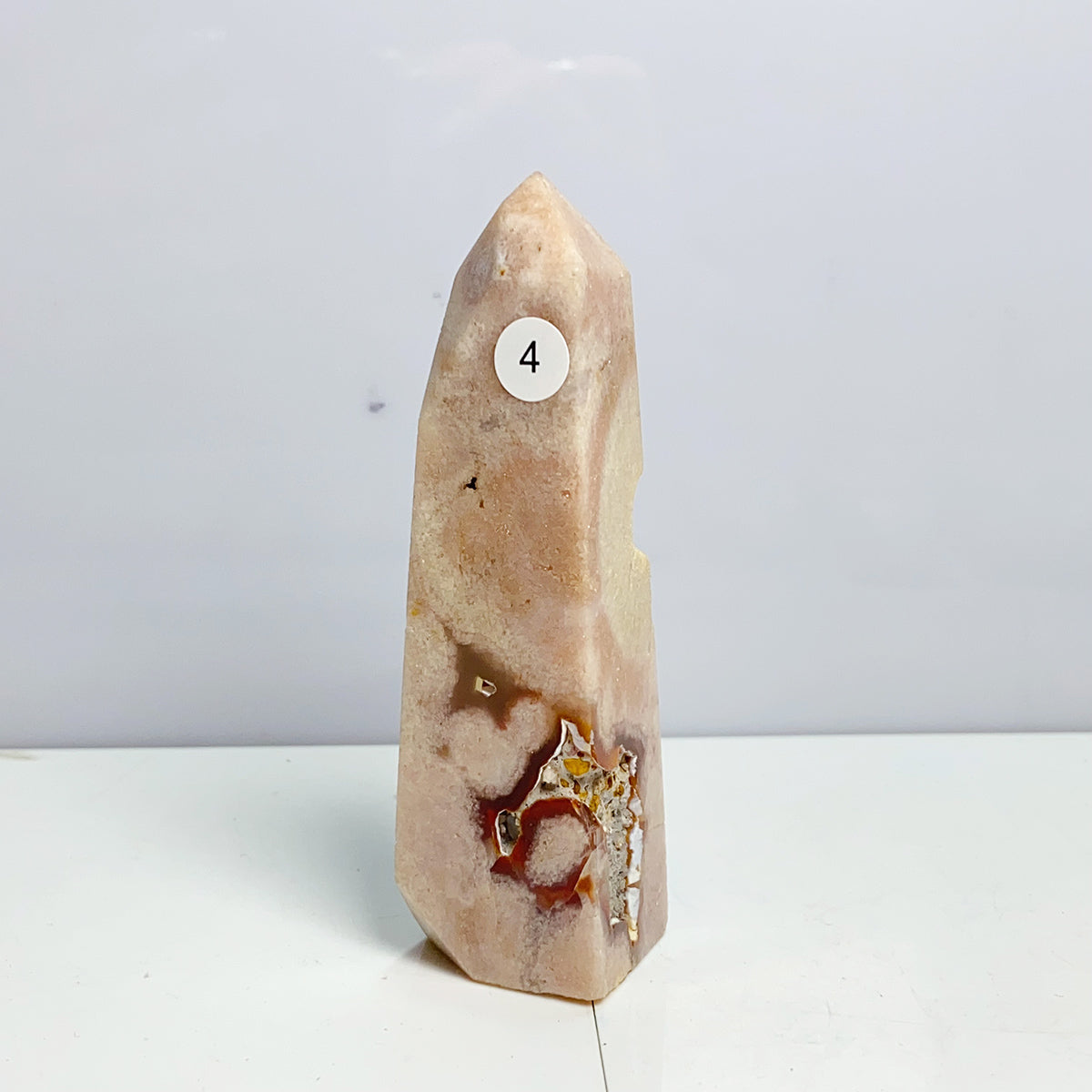 Pink Amethyst Flower Agate Tower Crystal Reiki Meditation Mineral Healing Home Decoration