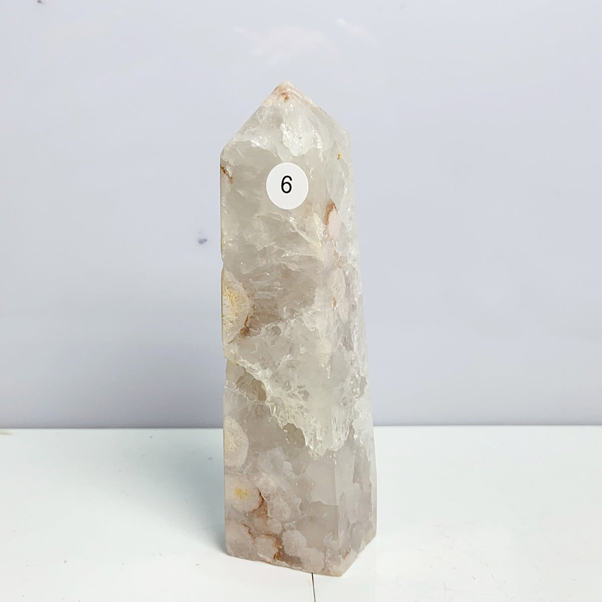 Pink Amethyst Flower Agate Tower Crystal Reiki Meditation Mineral Healing Home Decoration