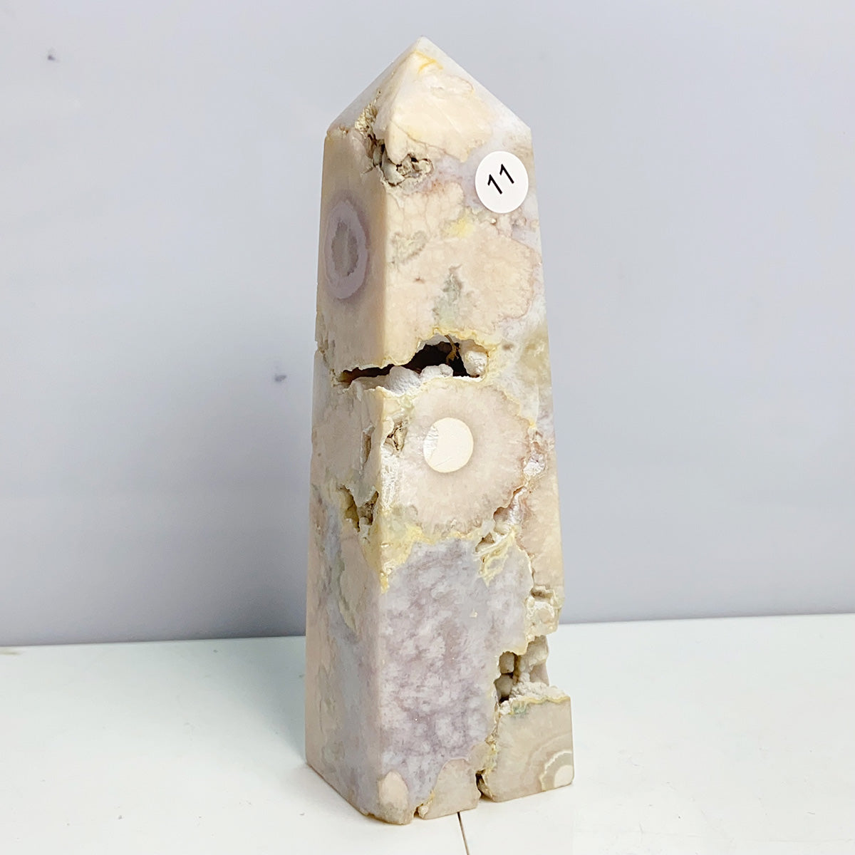 Pink Amethyst Flower Agate Tower Crystal Reiki Meditation Mineral Healing Home Decoration