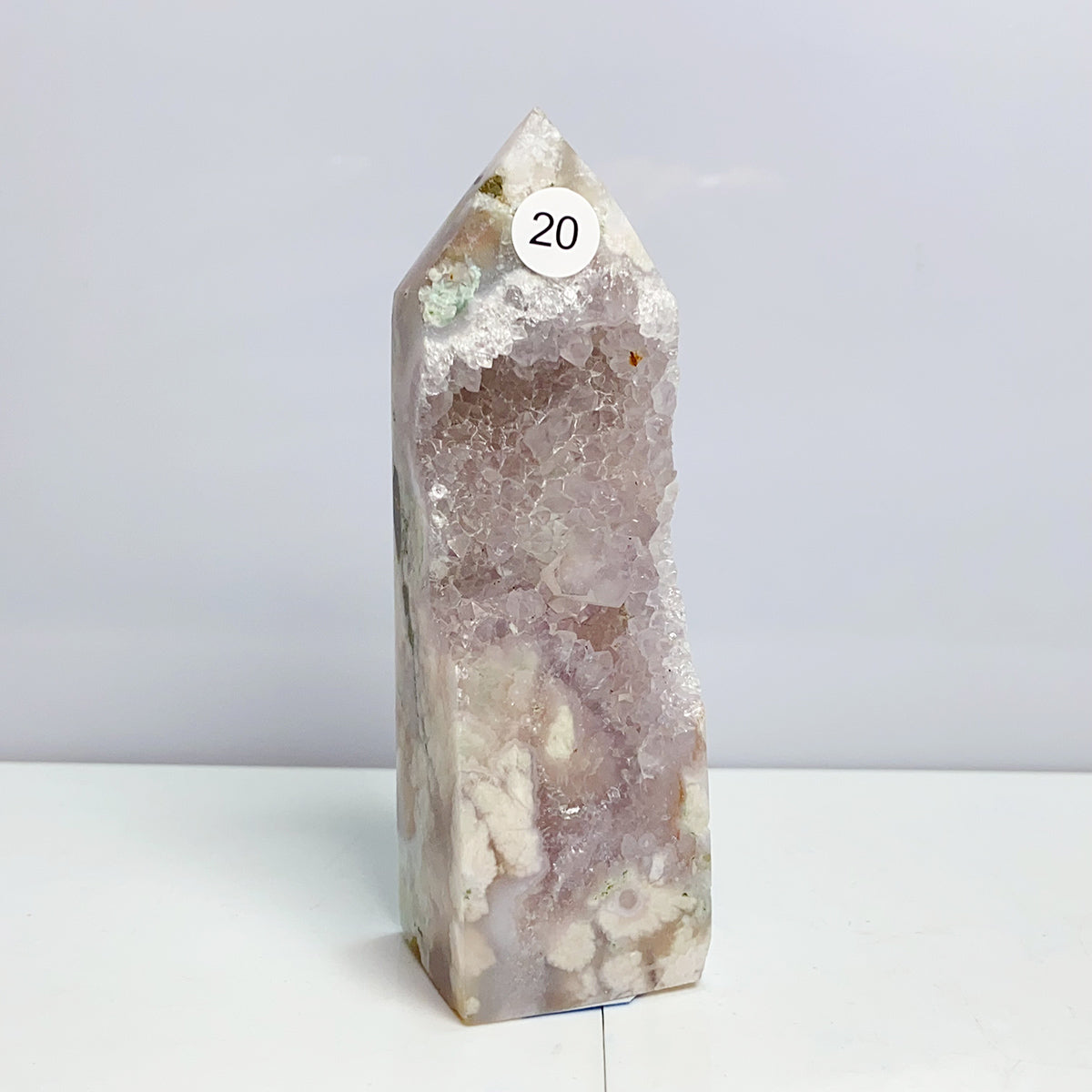 Pink Amethyst Flower Agate Tower Crystal Reiki Meditation Mineral Healing Home Decoration