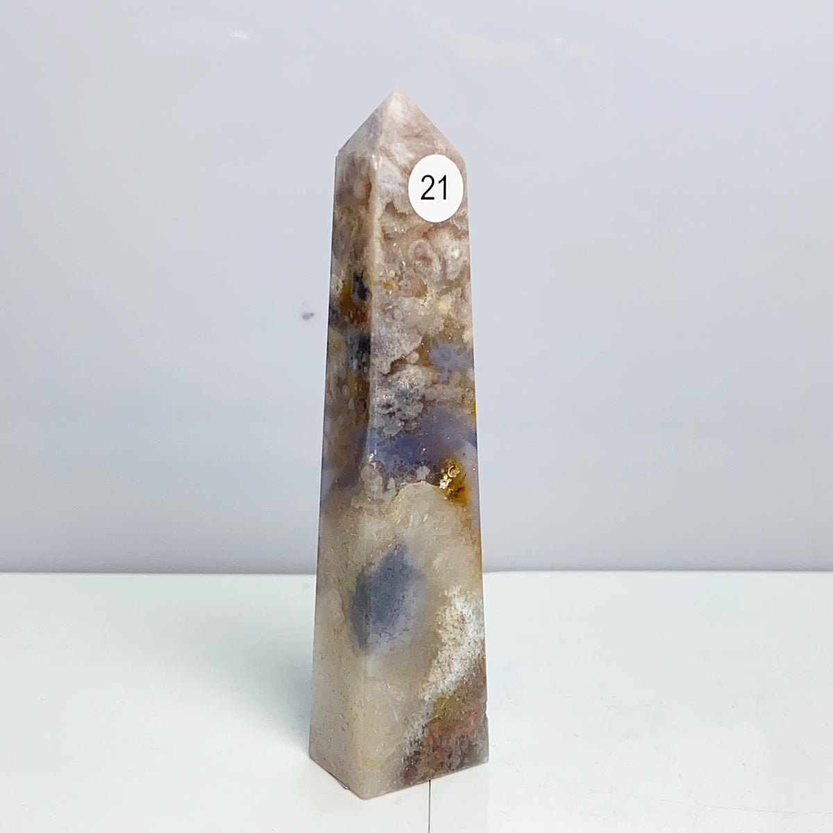 Pink Amethyst Flower Agate Tower Crystal Reiki Meditation Mineral Healing Home Decoration