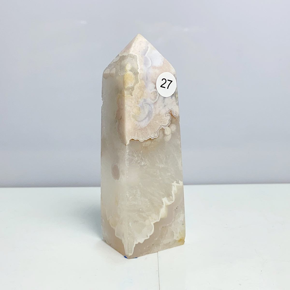 Pink Amethyst Flower Agate Tower Crystal Reiki Meditation Mineral Healing Home Decoration