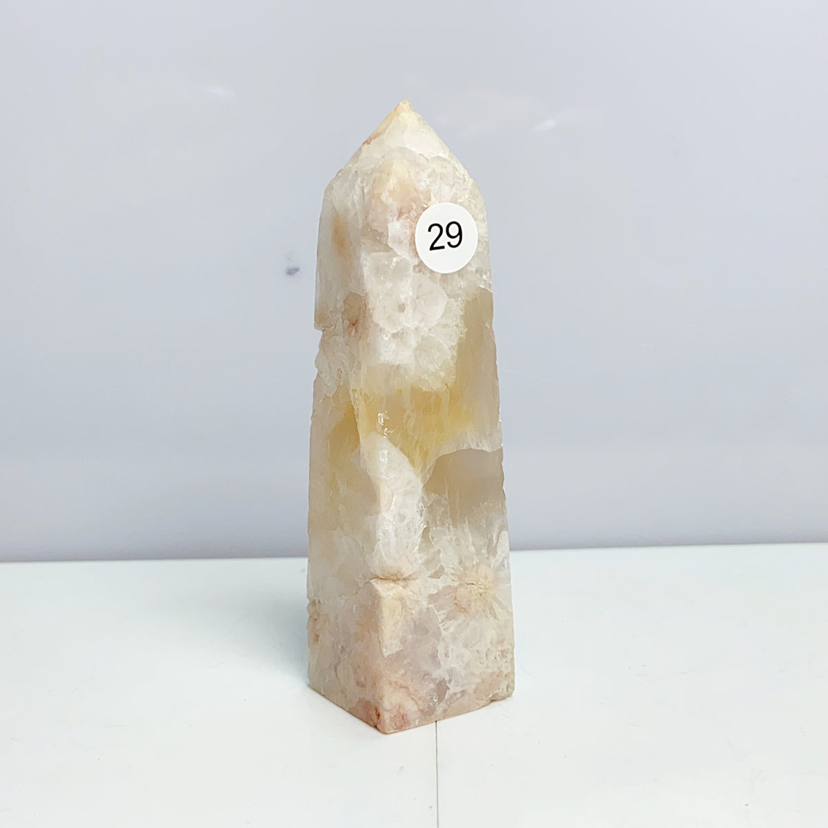 Pink Amethyst Flower Agate Tower Crystal Reiki Meditation Mineral Healing Home Decoration