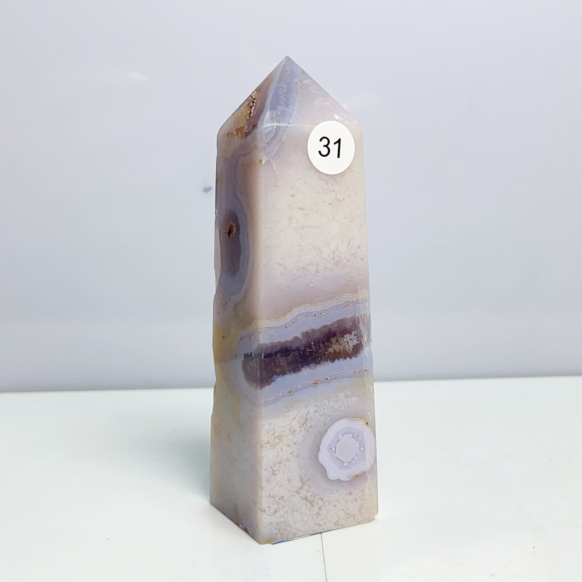 Pink Amethyst Flower Agate Tower Crystal Reiki Meditation Mineral Healing Home Decoration