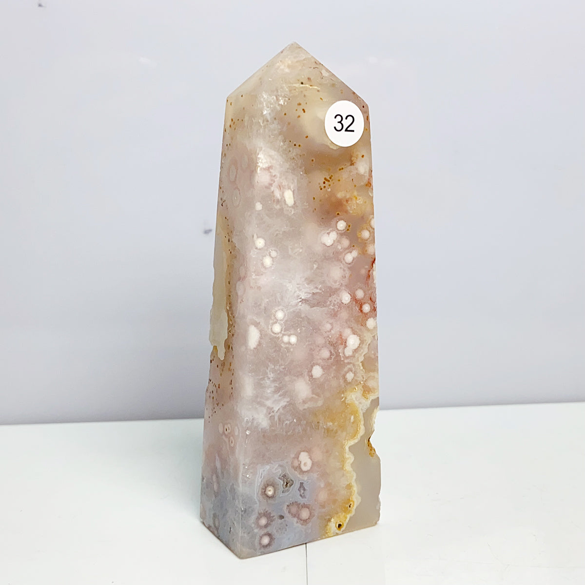 Pink Amethyst Flower Agate Tower Crystal Reiki Meditation Mineral Healing Home Decoration