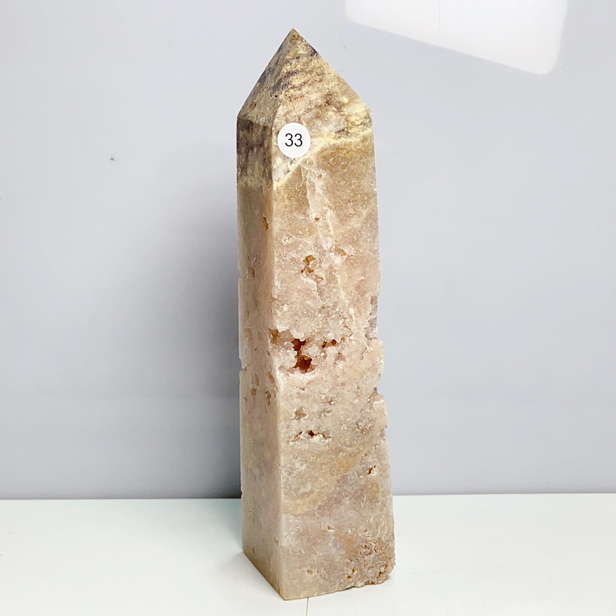 Pink Amethyst Flower Agate Tower Crystal Reiki Meditation Mineral Healing Home Decoration