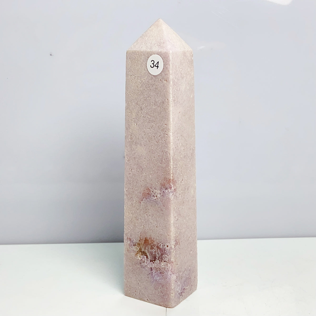 Pink Amethyst Flower Agate Tower Crystal Reiki Meditation Mineral Healing Home Decoration