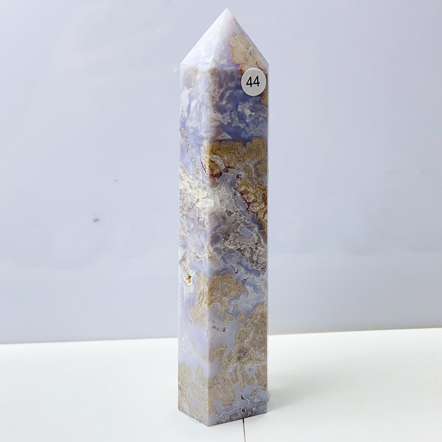 Blue Flower Agate Crystal Tower