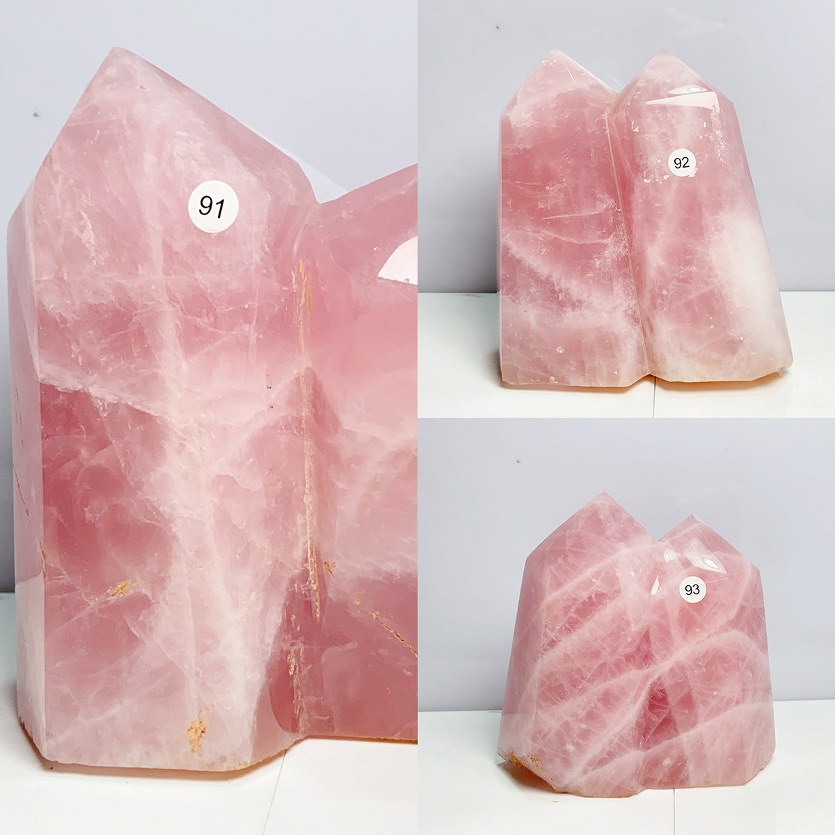 Rose Quartz Double Tower Pink Gemstones Mineral Energy Reiki Home Decorations