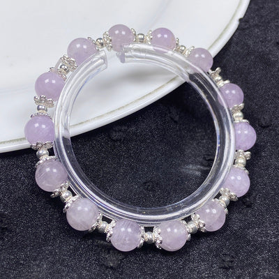 8mm Kunzite Bracelet Energy Reiki Crystal Healing Yoga Elastic Women Jewelry Accessories