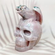 Pink Amethyst Energy Crystal Pterosaur Skull Specimen