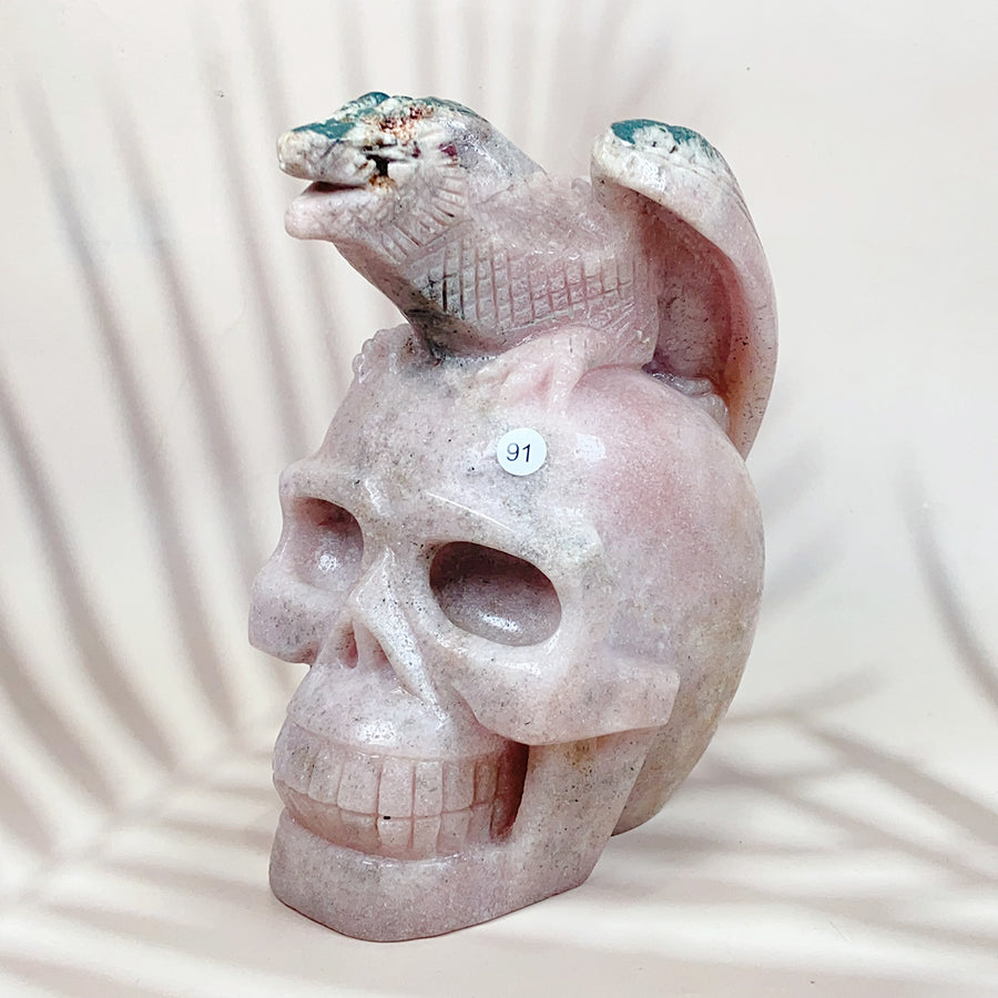 Pink Amethyst Energy Crystal Pterosaur Skull Specimen