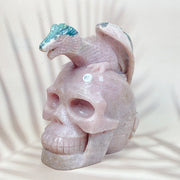 Pink Amethyst Energy Crystal Pterosaur Skull Specimen