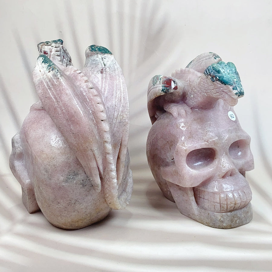Pink Amethyst Energy Crystal Pterosaur Skull Specimen