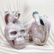 Pink Amethyst Energy Crystal Pterosaur Skull Specimen