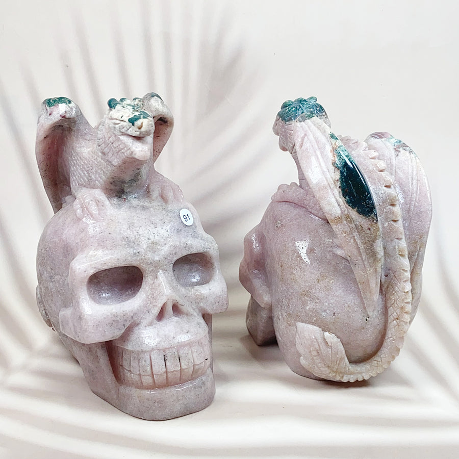 Pink Amethyst Energy Crystal Pterosaur Skull Specimen