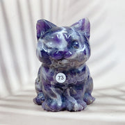 Clear Quartz Rose Quartz Crystal Cat Carving Animals Statue