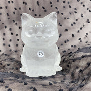 Clear Quartz Rose Quartz Crystal Cat Carving Animals Statue