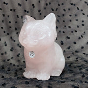 Clear Quartz Rose Quartz Crystal Cat Carving Animals Statue