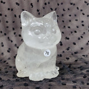 Clear Quartz Rose Quartz Crystal Cat Carving Animals Statue
