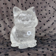 Clear Quartz Rose Quartz Crystal Cat Carving Animals Statue