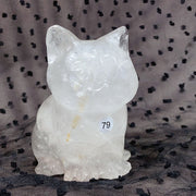 Clear Quartz Rose Quartz Crystal Cat Carving Animals Statue