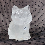 Clear Quartz Rose Quartz Crystal Cat Carving Animals Statue