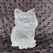 Clear Quartz Rose Quartz Crystal Cat Carving Animals Statue