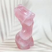 Crystal Carving Rose Quartz Moss Agate Lady Body