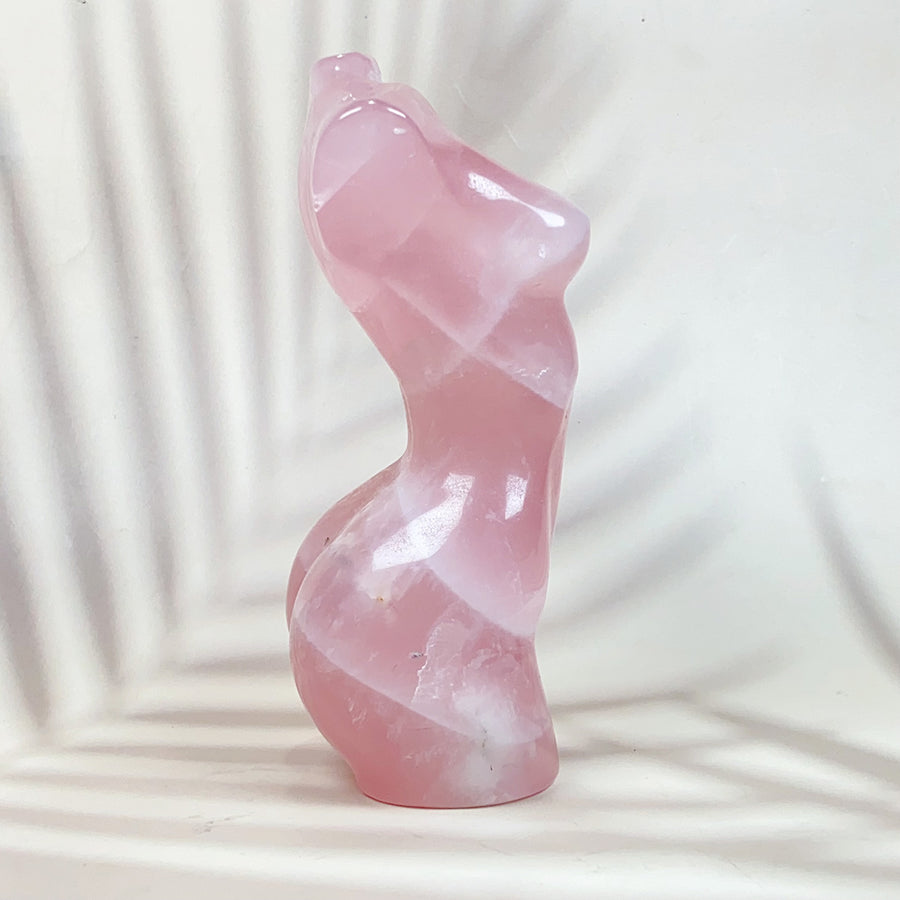Crystal Carving Rose Quartz Moss Agate Lady Body