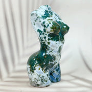Crystal Carving Rose Quartz Moss Agate Lady Body
